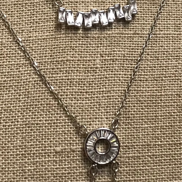 WHBM Silver double strand crystal necklace - Picture 3 of 4